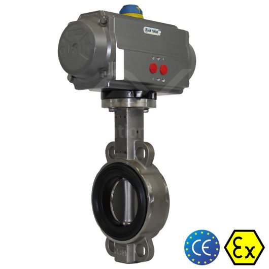 Wafer Ductile Stainless Steel Air Actuated Butterfly Valves Soft Seat